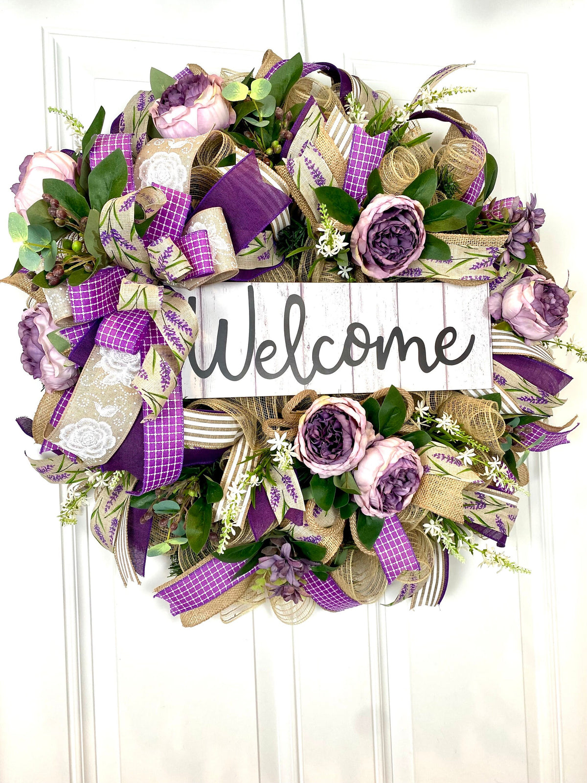 Purple Everyday Wreath, Farmhouse Wreath for Every Season, Spring Wreath, Summer Deco Mesh, color options available