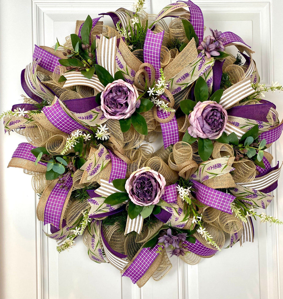 Purple Everyday Wreath, Farmhouse Wreath for Every Season, Spring Wreath, Summer Deco Mesh, color options available