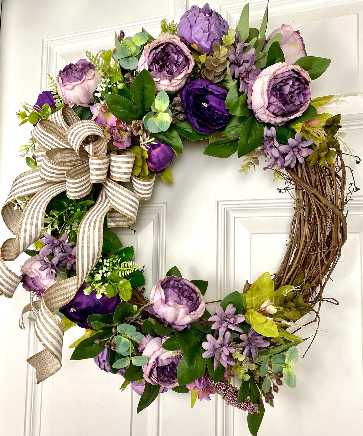 Lavender Peony Wreath: French Country Farmhouse Decor