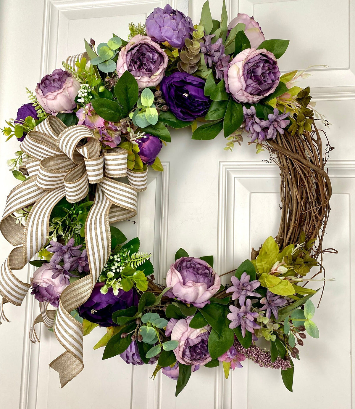 Lavender Peony Wreath: French Country Farmhouse Decor