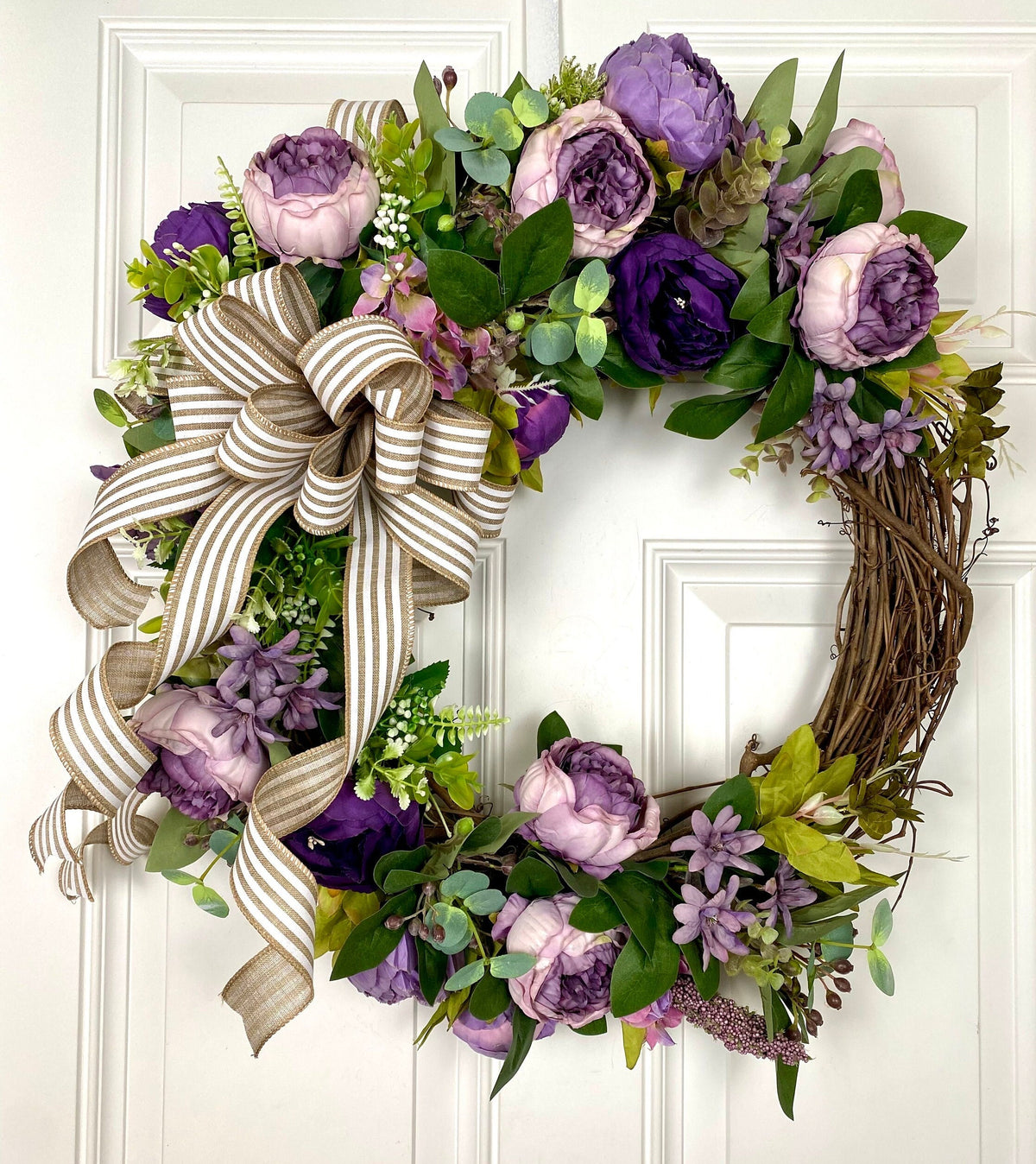Lavender Peony Wreath: French Country Farmhouse Decor