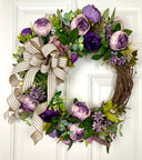 Lavender Peony Wreath: French Country Farmhouse Decor