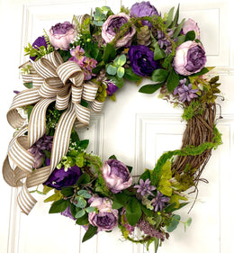 Summer Wreath, Everyday Peony Wreath, Farmhouse Wreath, French Country Wreath, Spring wreath, Front Door Wreath, Summer Wreath