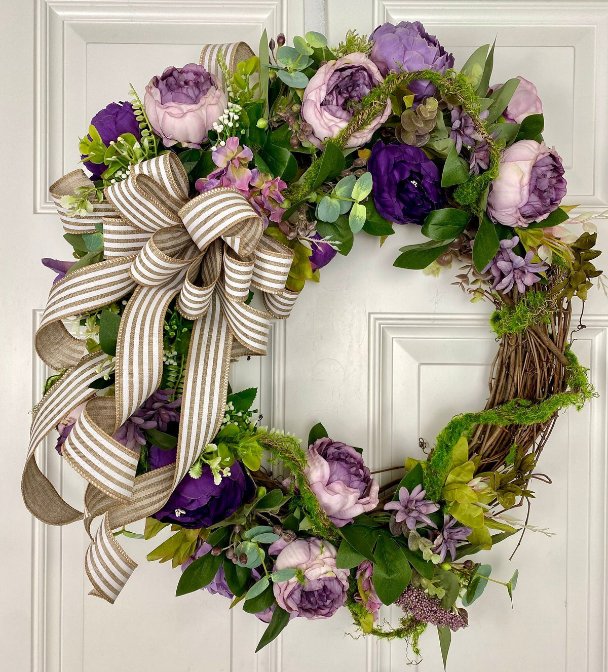 Lavender Peony Wreath: French Country Farmhouse Decor