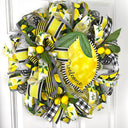 Lemon Bee Summer Wreath: Yellow & Black Farmhouse Door Decor