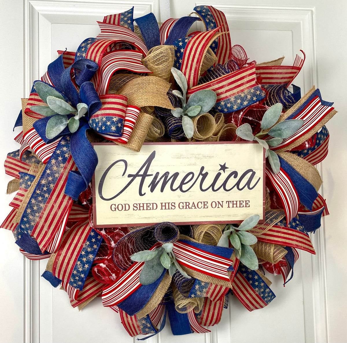 Rustic Patriotic Wreath: Farmhouse Flag Decor with Peonies