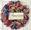 Rustic Patriotic Wreath: Farmhouse Flag Decor with Peonies