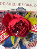 Rustic Patriotic Wreath: Farmhouse Flag Decor with Peonies