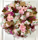 Summer Wreath, Farmhouse Hydrangea Wreath for Every Season, Spring Wreath, Summer Deco Mesh***Ready to Ship***