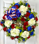 Patriotic Hydrangea, Floral Wreath