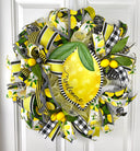 Lemon Bee Summer Wreath: Yellow & Black Farmhouse Door Decor