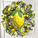Lemon Bee Summer Wreath: Yellow & Black Farmhouse Door Decor