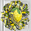 Lemon Bee Summer Wreath: Yellow & Black Farmhouse Door Decor