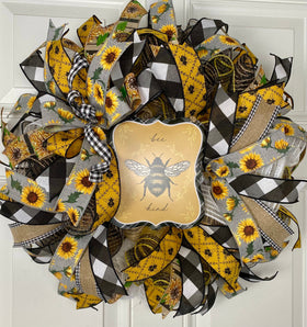 Sunflower Bee Wreath