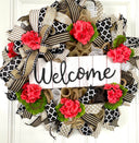 Marco's Summer Wreath, Geranium Everyday, Farmhouse Geranium Front Door, Geranium Farmhouse All Season Wreath, Summer Deco Mesh, Double Doors