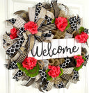 Marco's Summer Wreath, Geranium Everyday, Farmhouse Geranium Front Door, Geranium Farmhouse All Season Wreath, Summer Deco Mesh, Double Doors