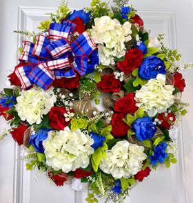 Patriotic Hydrangea, Floral Wreath