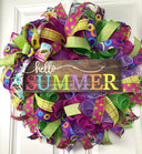 Hello Summer Wreath, Vibrant Porch Decor, Front Door