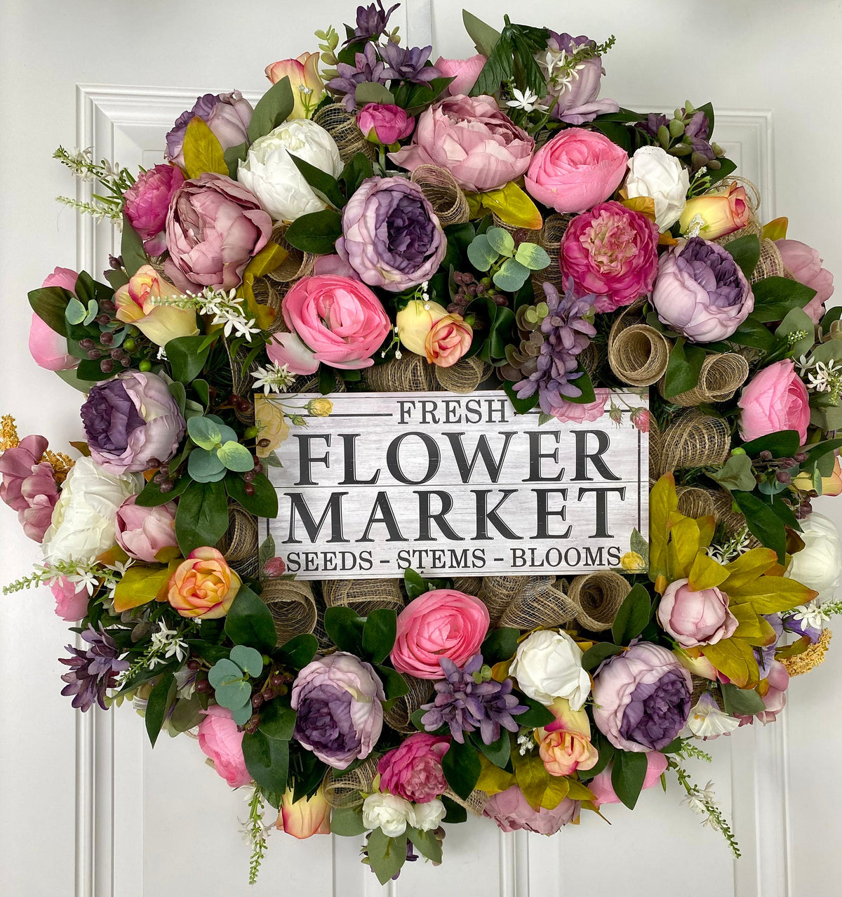 Summer Peony Floral Wreath, Everyday Floral Wreath,  Farmhouse Wreath for Every Season, Spring Summer Wreath