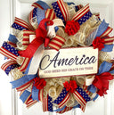 Patriotic Wreath, Rustic Country Flag Wreath, Fourth of July Wreath, Deluxe Flag Wreath, Red Cream and Blue Wreath, summer wreath