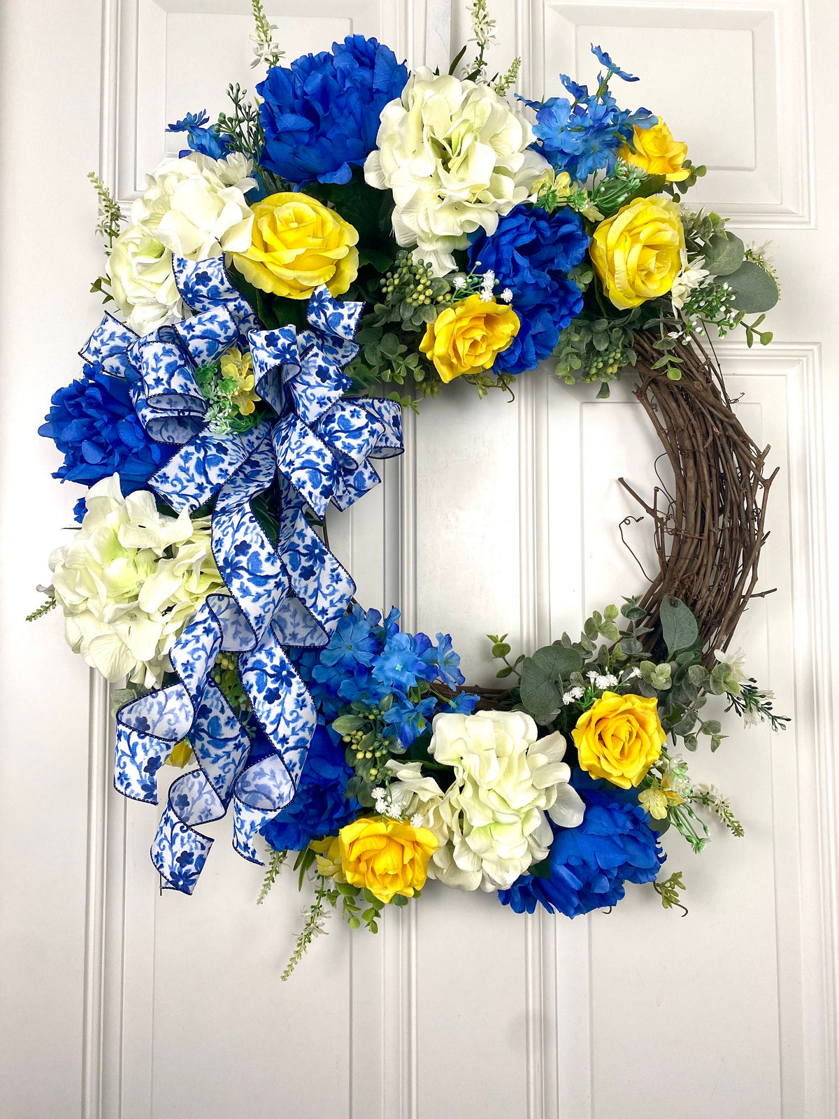Summer Wreath, Hydrangea Peony Floral Wreath, Farmhouse Wreath for Every Season, Spring Summer Wreath