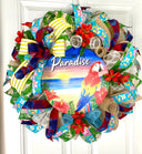 Tropical Paradise Welcome Beach Wreath - Coastal Happy Hour Decor, Large Wreath