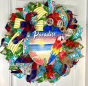 Tropical Paradise Welcome Beach Wreath - Coastal Happy Hour Decor, Large Wreath