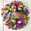 Hello Summer Wreath, Vibrant Porch Decor, Front Door