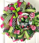 Summer Hydrangea Watermelon Wreath, Summer Front Door Wreath, Farmhouse Decor