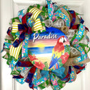 Tropical Paradise Welcome Beach Wreath - Coastal Happy Hour Decor, Large Wreath