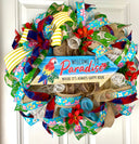 Tropical Paradise Welcome Beach Wreath - Coastal Happy Hour Decor, Large Wreath