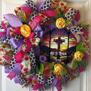 Easter Wreath, He is Risen Wreath, Spring Cross Wreath, Front Door Spring Wreath, Stained Glass