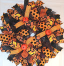 Halloween, Pumpkin Wreath, Fall wreath for front door, Double Doors Orange and black