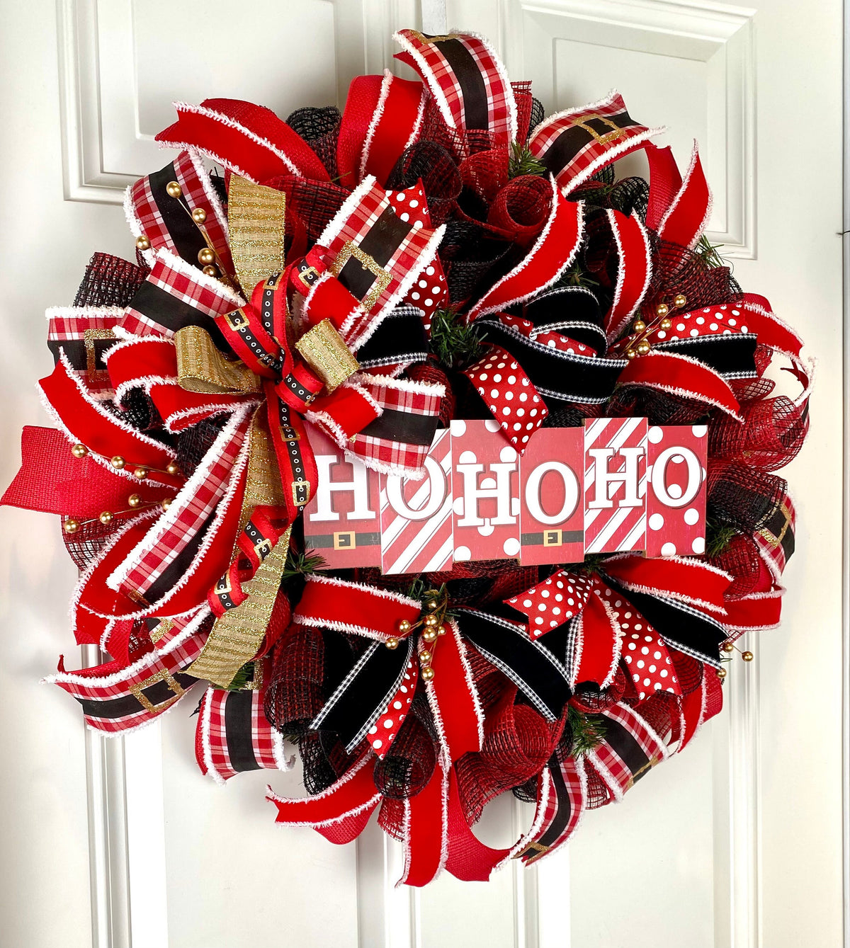 Christmas Wreath, Traditional holiday decor, Red and Gold Wreath, Holiday Porch Decor