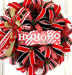 Plaid Santa Christmas Wreath