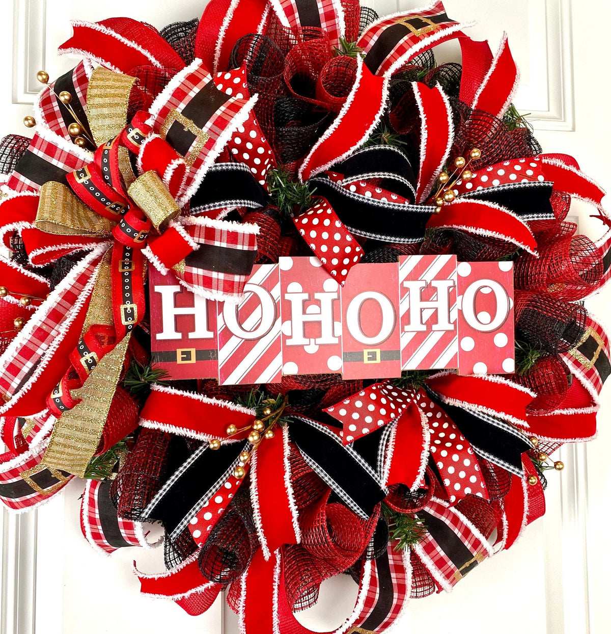 Christmas Wreath, Traditional holiday decor, Red and Gold Wreath, Holiday Porch Decor