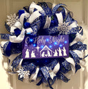Christmas Wreath, Nativity, Manger Holy Night | Choose Pre-lit or Non-lit Option