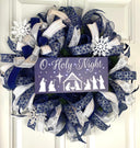 Christmas Wreath, Nativity, Manger Holy Night | Choose Pre-lit or Non-lit Option