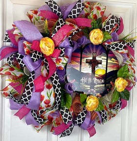 He is Risen Wreath Wreath,  Easter Cross Wreath