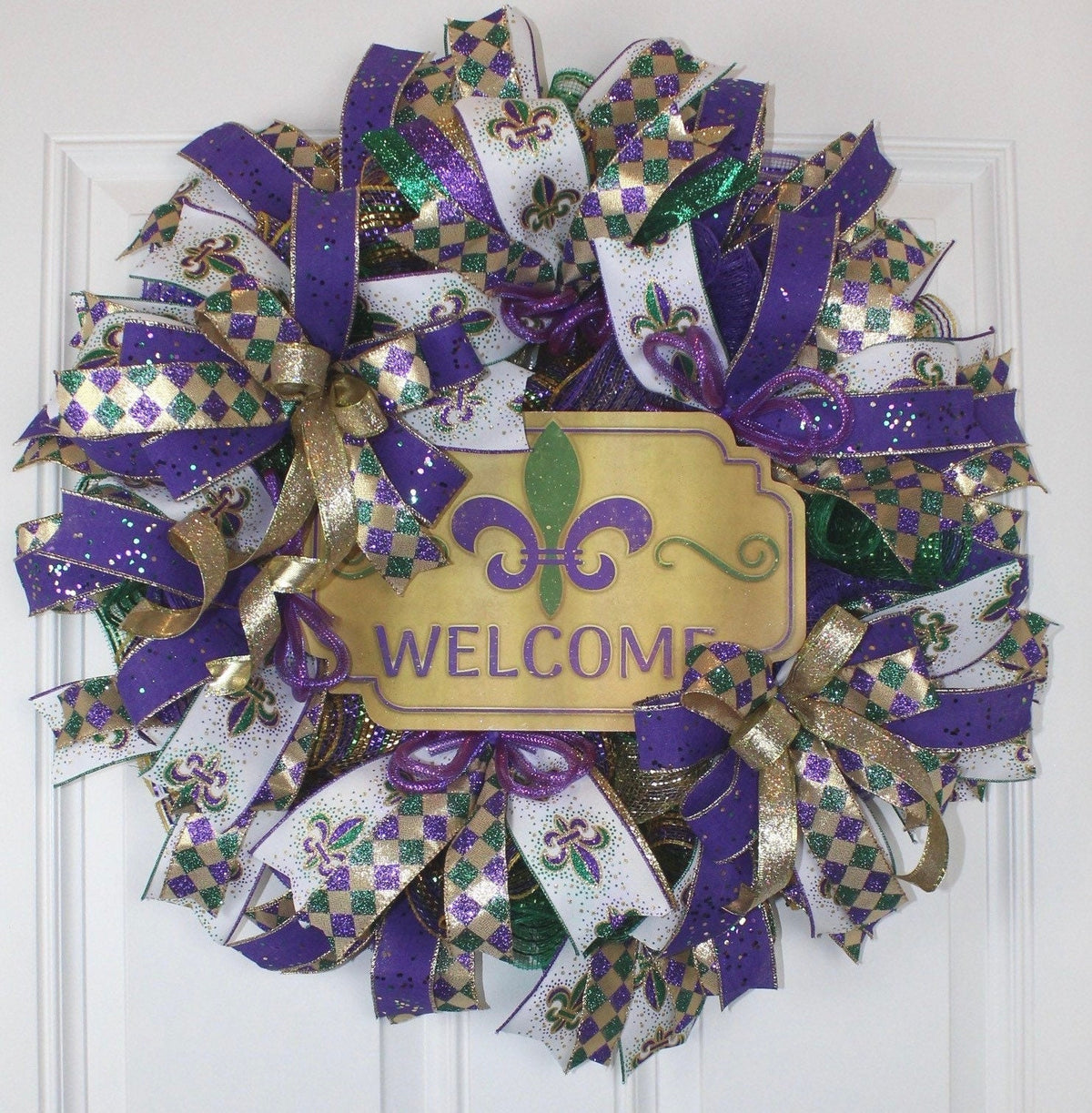 Mardi Gras wreath for Front Door, Wreath, Mardi Gras wreath, Festival wreath, Mardi Gras door hanger, Fat Tuesday wreath, Mardi Gras