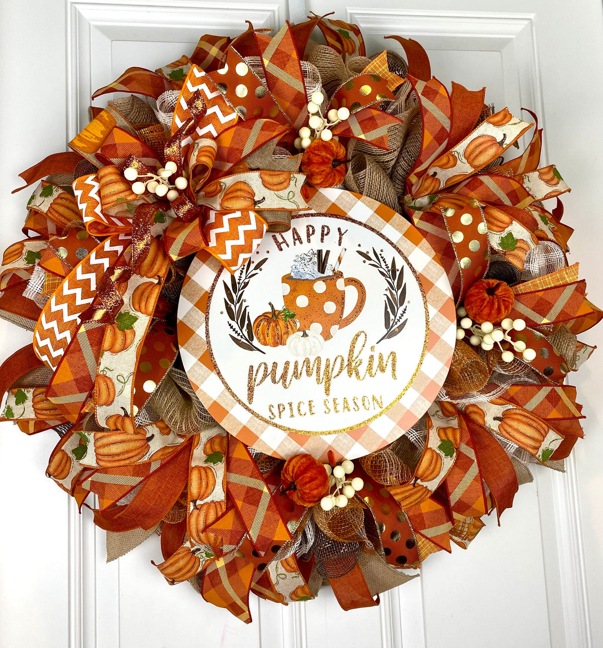 Large Fall Wreath, Pumpkin Spice, Traditional Autumn
