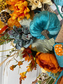 Large Fall Wreath, Floral Autumn Decor