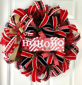 Plaid Santa Christmas Wreath