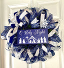 Christmas Wreath, Nativity, Manger Holy Night | Choose Pre-lit or Non-lit Option