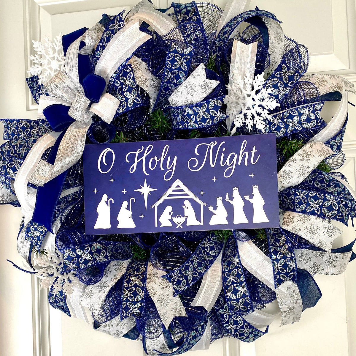 Christmas Nativity Wreath , Holy Family | Choose Pre-lit or Non-lit Option