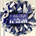 Christmas Wreath, Nativity, Manger Holy Night | Choose Pre-lit or Non-lit Option