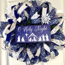 Christmas Wreath, Nativity, Manger Holy Night | Choose Pre-lit or Non-lit Option