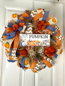 Fall Wreath, Rustic Farmhouse, Autumn, Thanksgiving Decor, Mesh Wreath, Gift