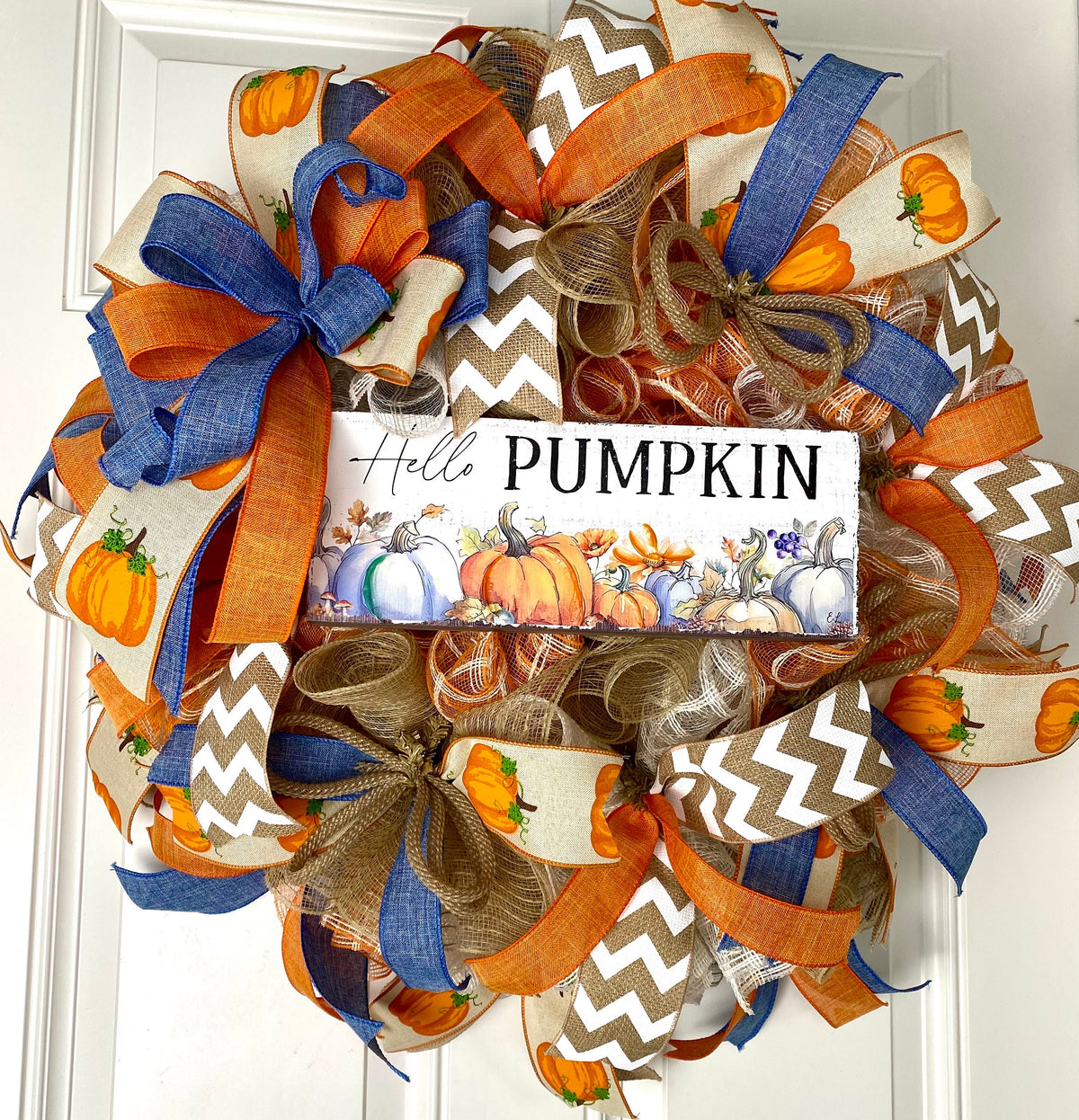 Fall Wreath, Rustic Farmhouse, Autumn, Thanksgiving Decor, Mesh Wreath, Gift