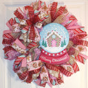 Gingerbread Snow Globe Christmas Wreath for front Door Decor for front door